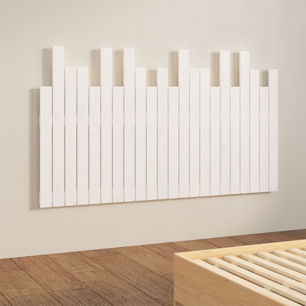 Zidno uzglavlje bijelo 140x3x80 cm od masivne borovine