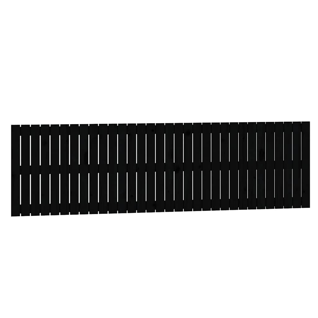 Zidno uzglavlje crni 204x3x60 cm od masivne borovine