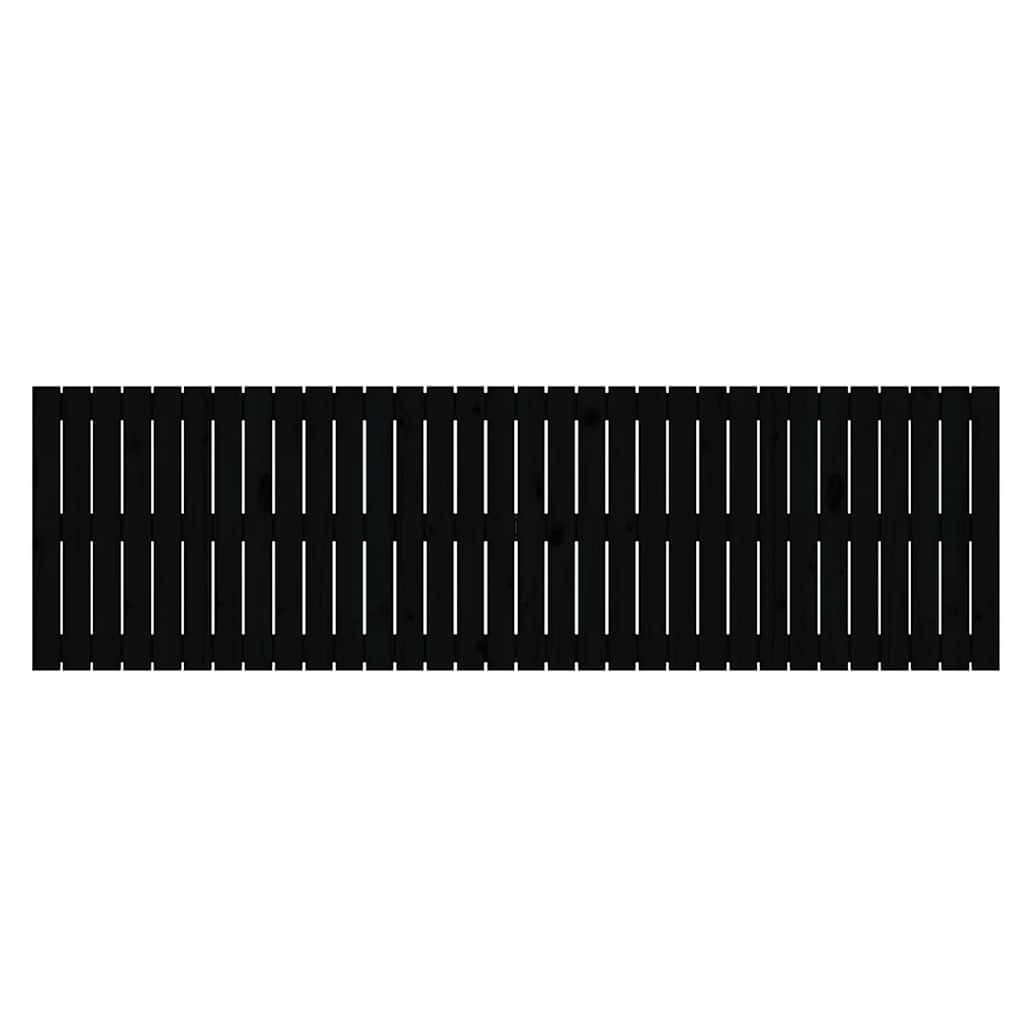 Zidno uzglavlje crni 204x3x60 cm od masivne borovine
