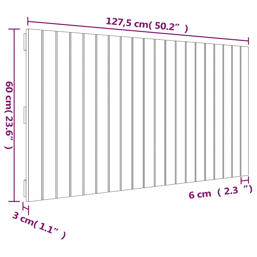 Zidno uzglavlje 127,5x3x60 cm od masivne borovine