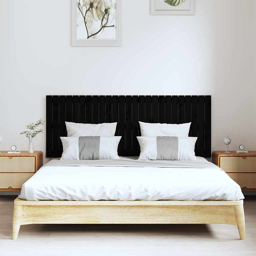 Uzglavlje za krevet Crno 159,5x3x60 cm od masivne borovine