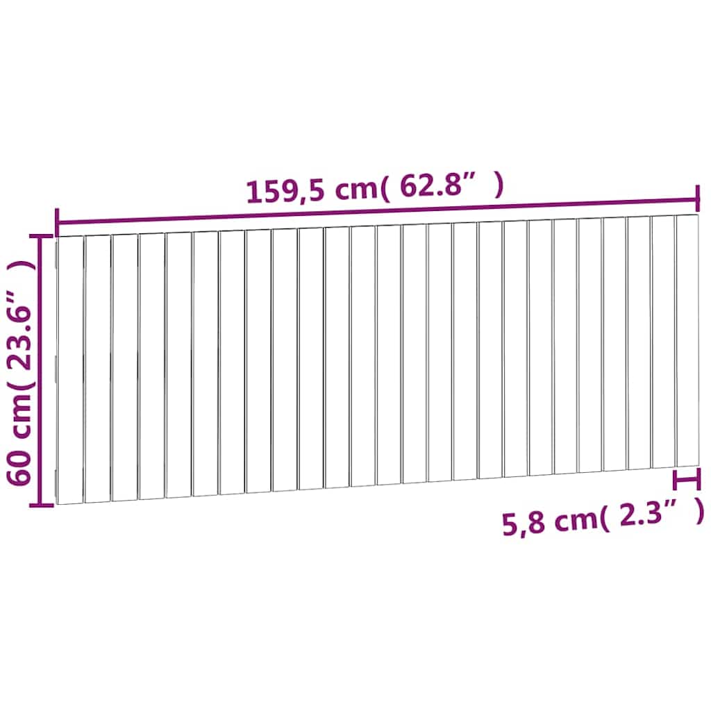 Uzglavlje za krevet Crno 159,5x3x60 cm od masivne borovine