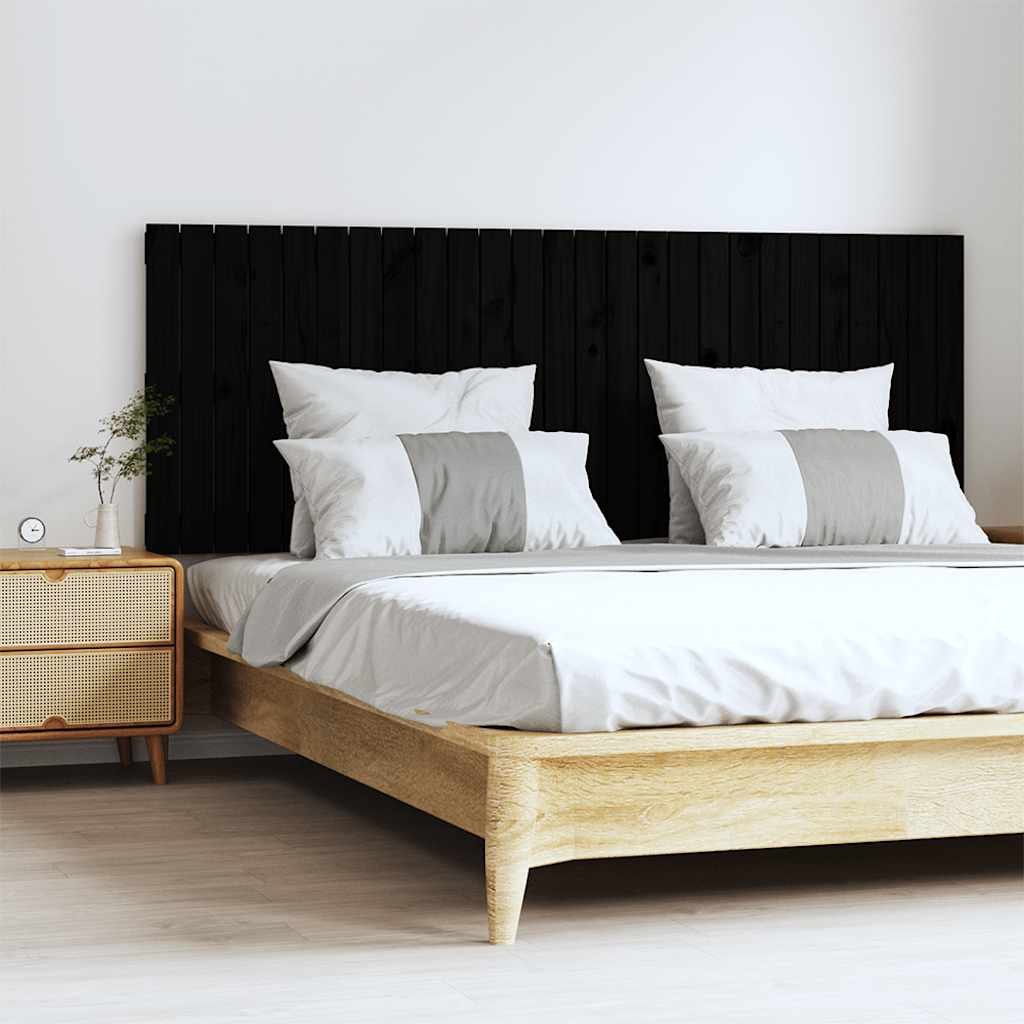 Zidno uzglavlje crni 166x3x60 cm od masivne borovine