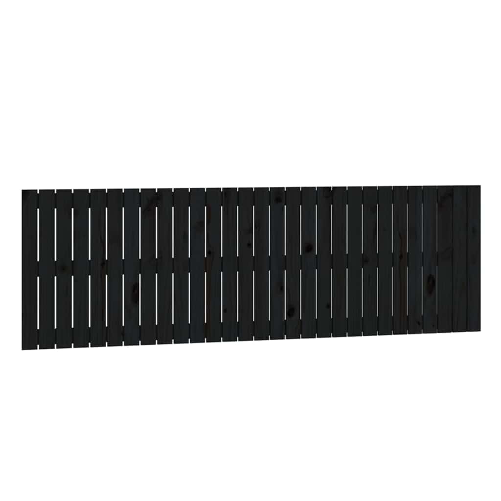 Zidno uzglavlje crni 185x3x60 cm od masivne borovine