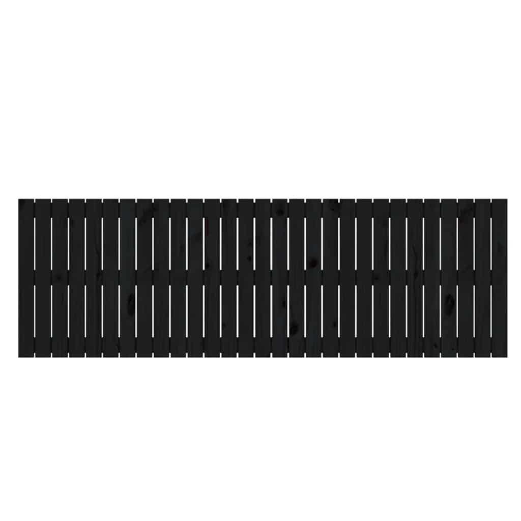 Zidno uzglavlje crni 185x3x60 cm od masivne borovine