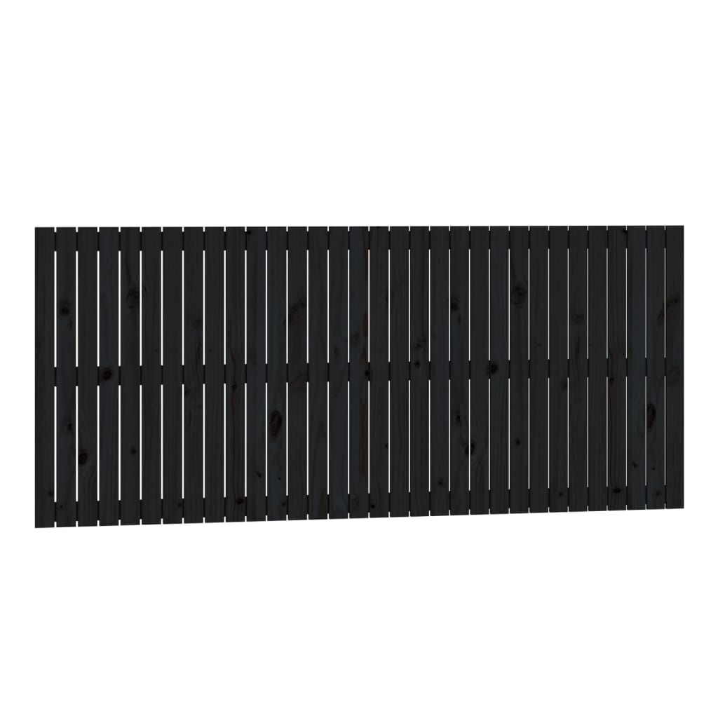 Zidno uzglavlje crni 204x3x90 cm od masivne borovine