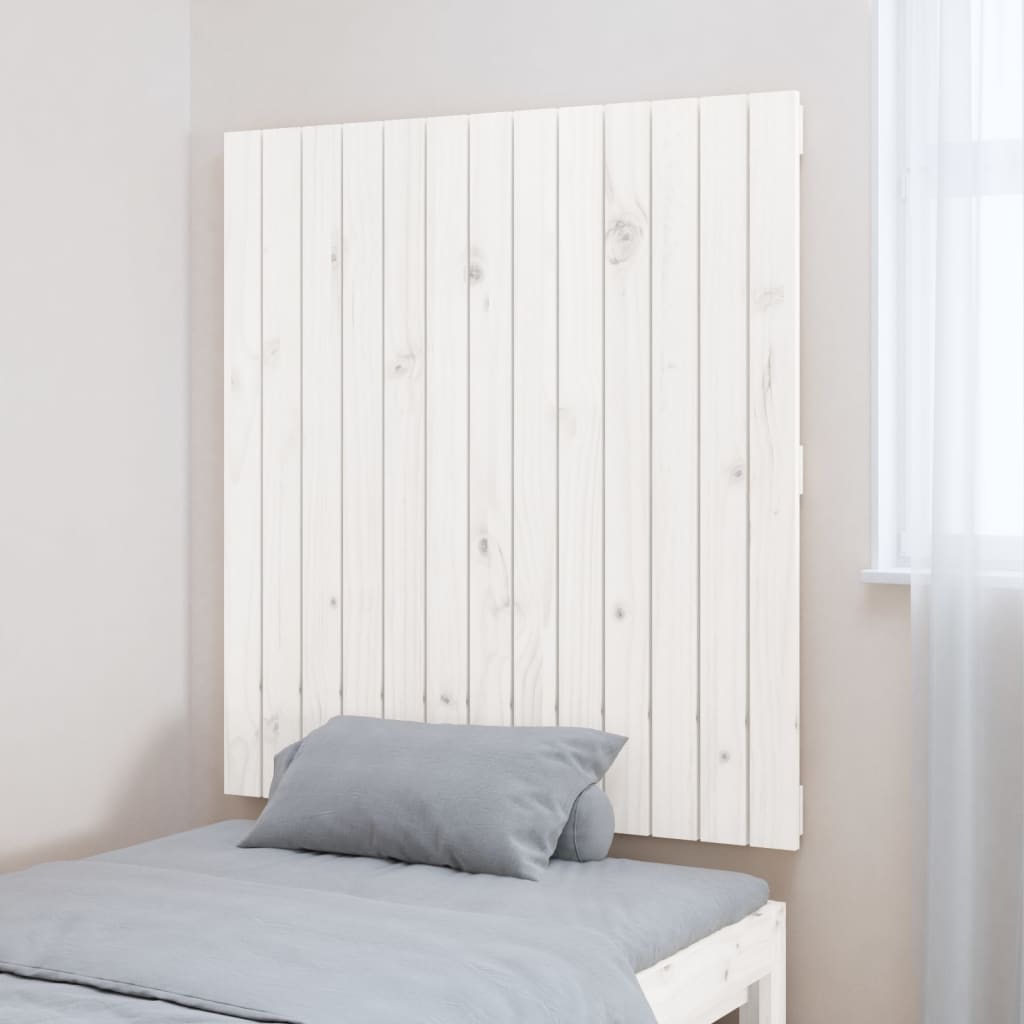 Zidno uzglavlje bijelo 82,5x3x90 cm od masivne borovine
