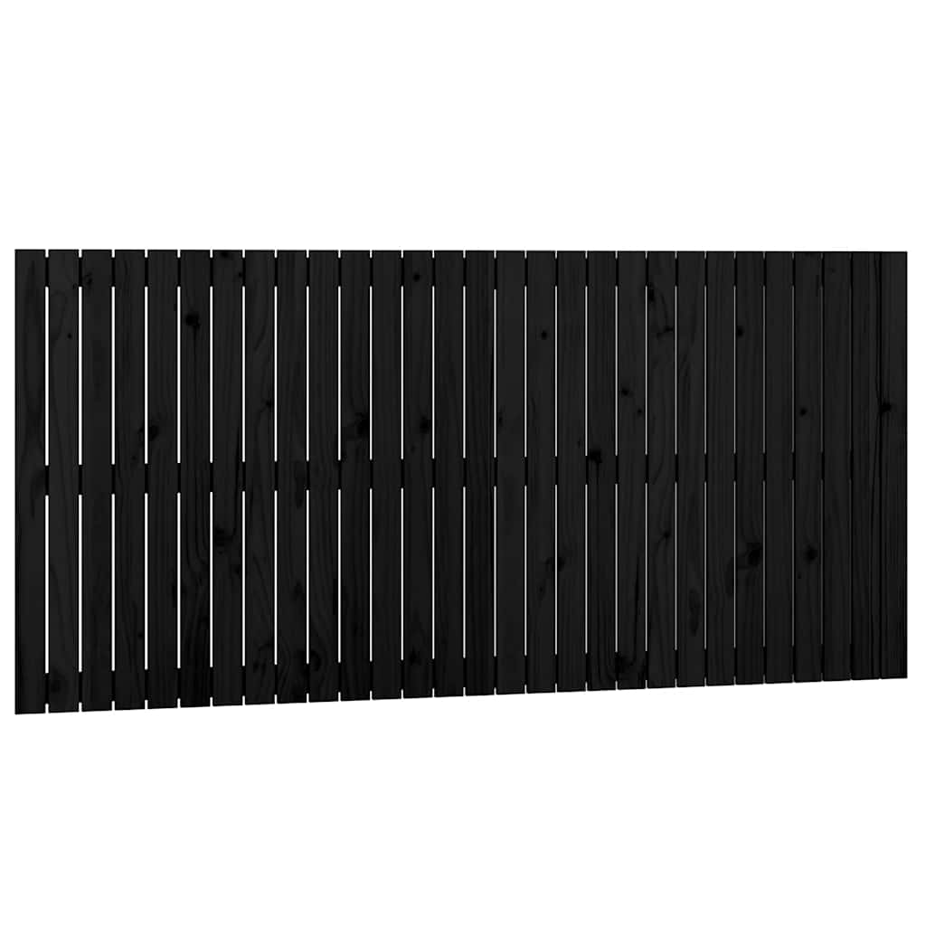 Zidno uzglavlje crni 185x3x90 cm od masivne borovine