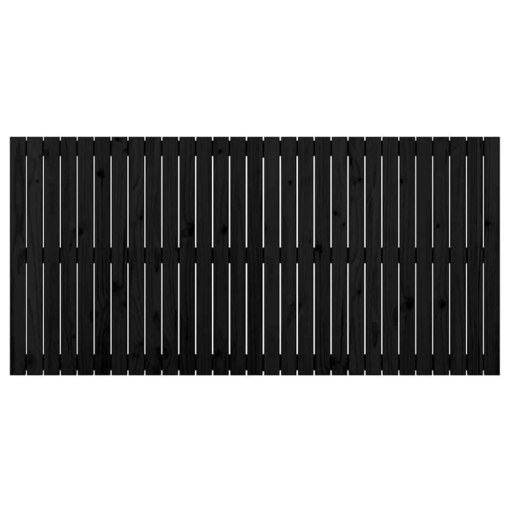 Zidno uzglavlje crni 185x3x90 cm od masivne borovine