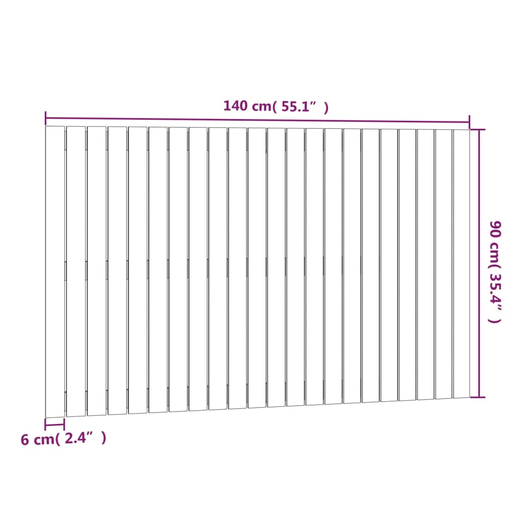 Zidno uzglavlje crni 147x3x90 cm od masivne borovine