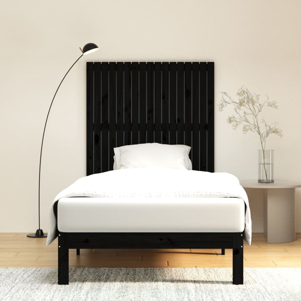 Zidno uzglavlje crni 108x3x110 cm od masivne borovine