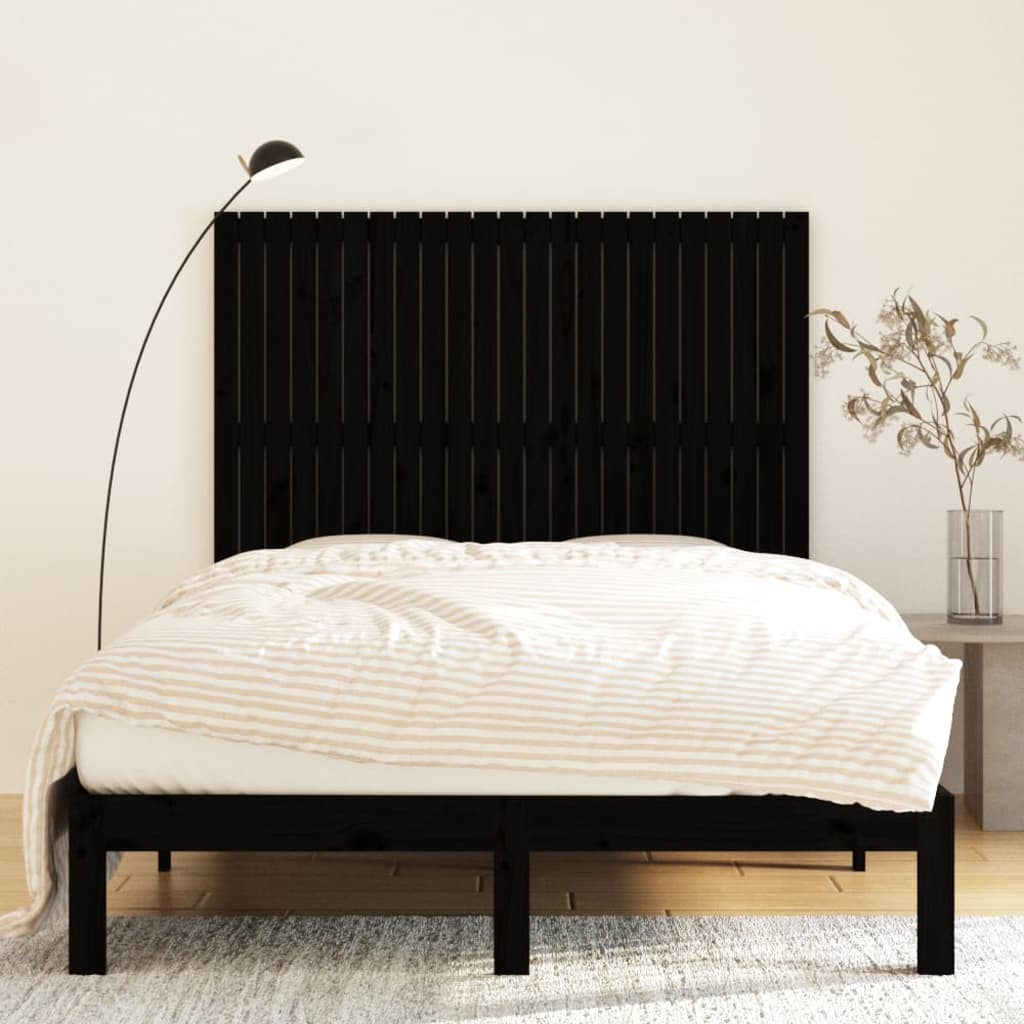 Zidno uzglavlje crni 146,5x3x110 cm od masivne borovine