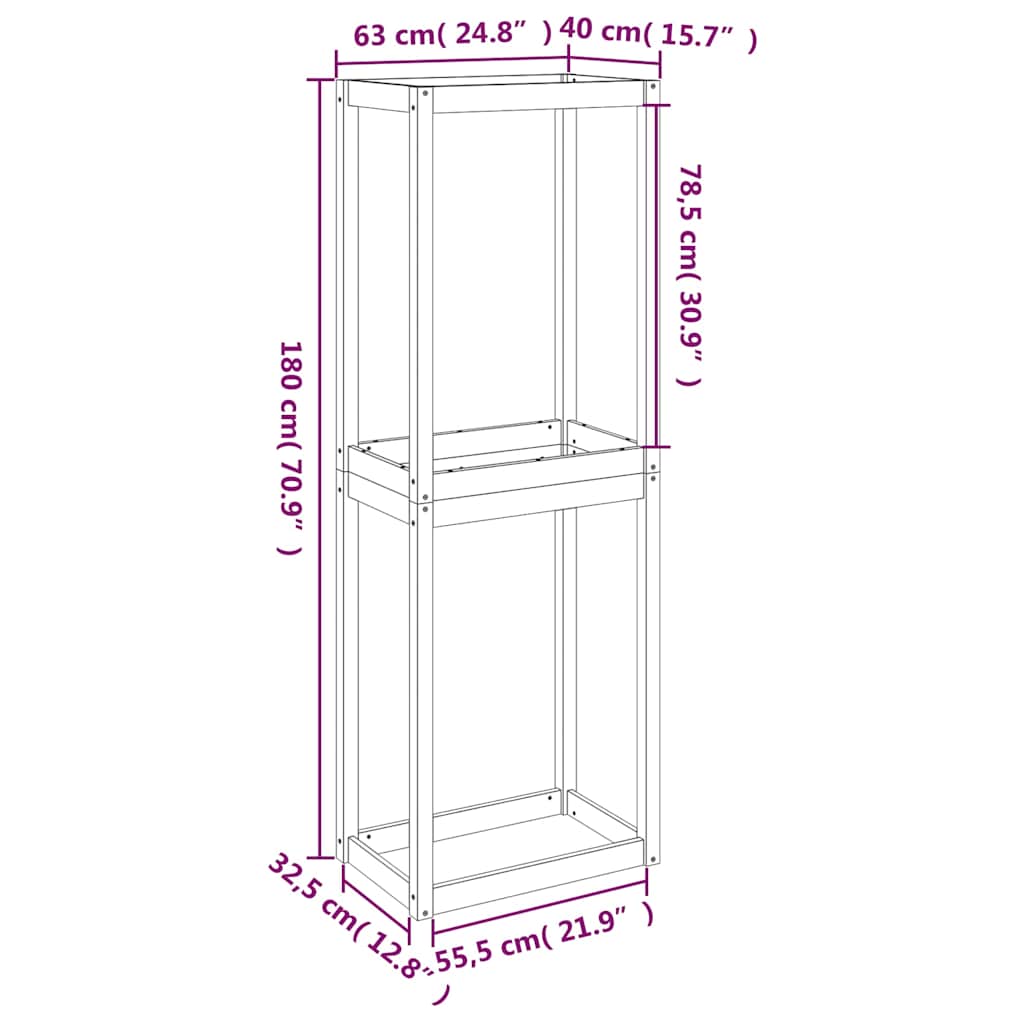Stalak za gume 63 x 40 x 180 cm od masivne borovine