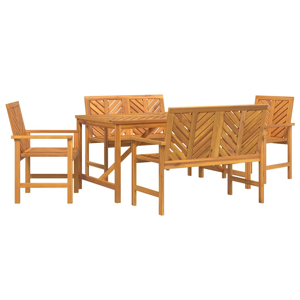 Vrtni set za objed 5 pcs Smeđa Čvrsto drvo akacije