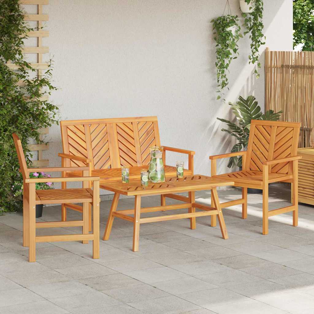 Set lounge namještaja za vrt 4 pcs Smeđa Čvrsto drvo akacije