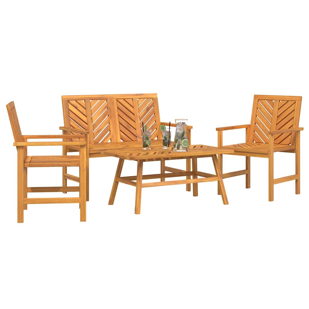 Set lounge namještaja za vrt 4 pcs Smeđa Čvrsto drvo akacije