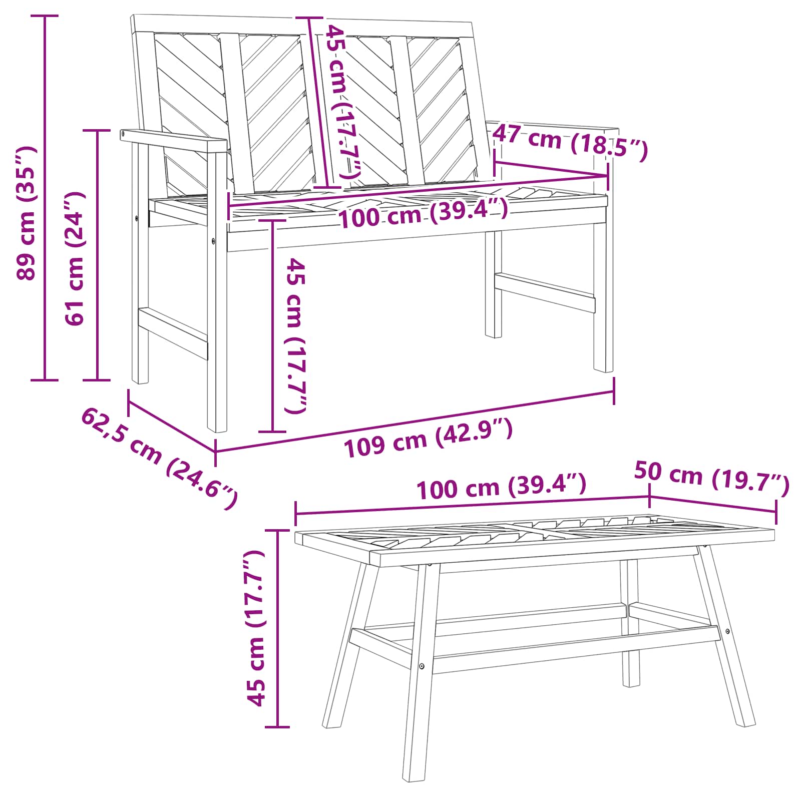 Set lounge namještaja za vrt 5 pcs Smeđa Čvrsto drvo akacije