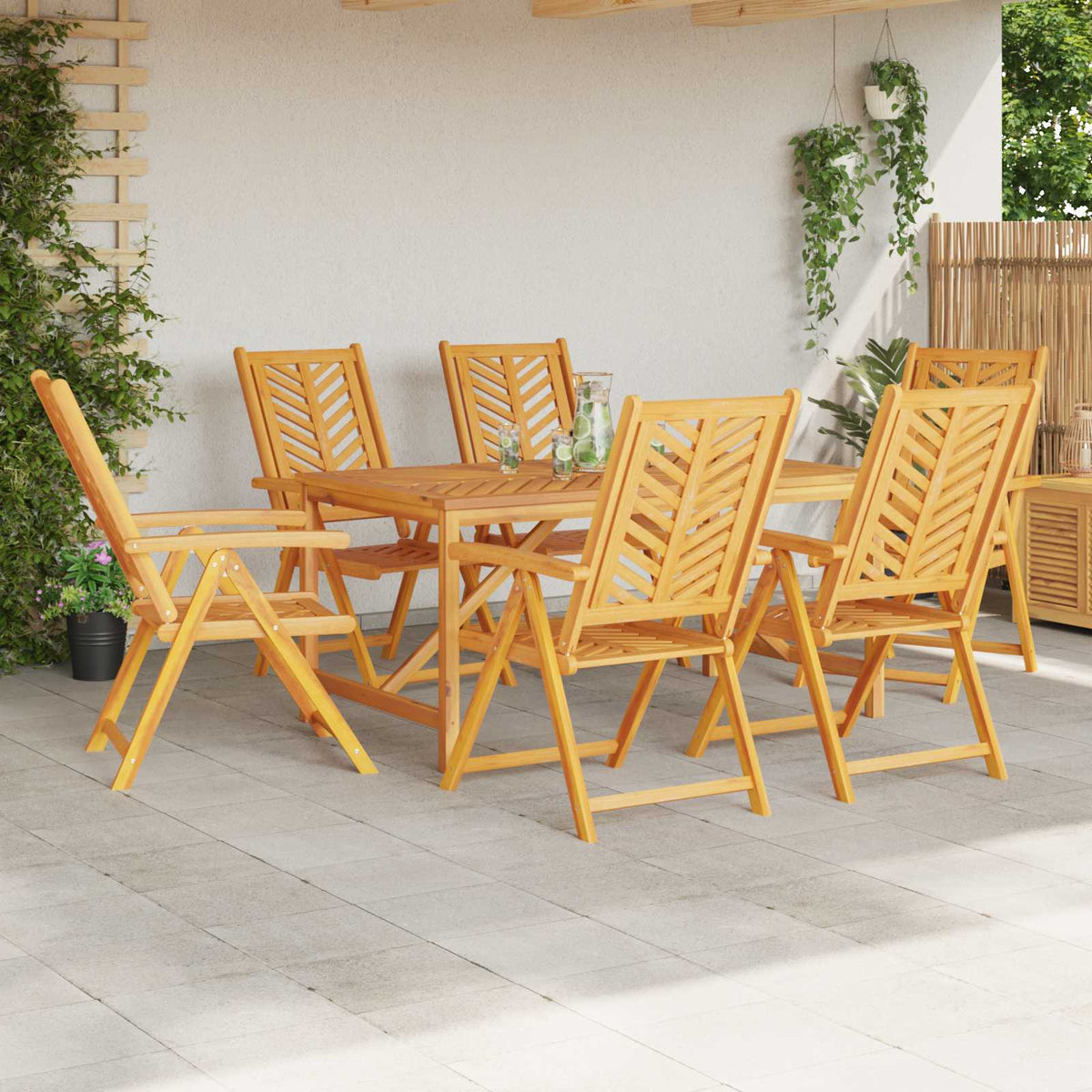 Vrtna stolica 6 pcs Smeđa 57 x 72 x 109 cm Čvrsto drvo akacije