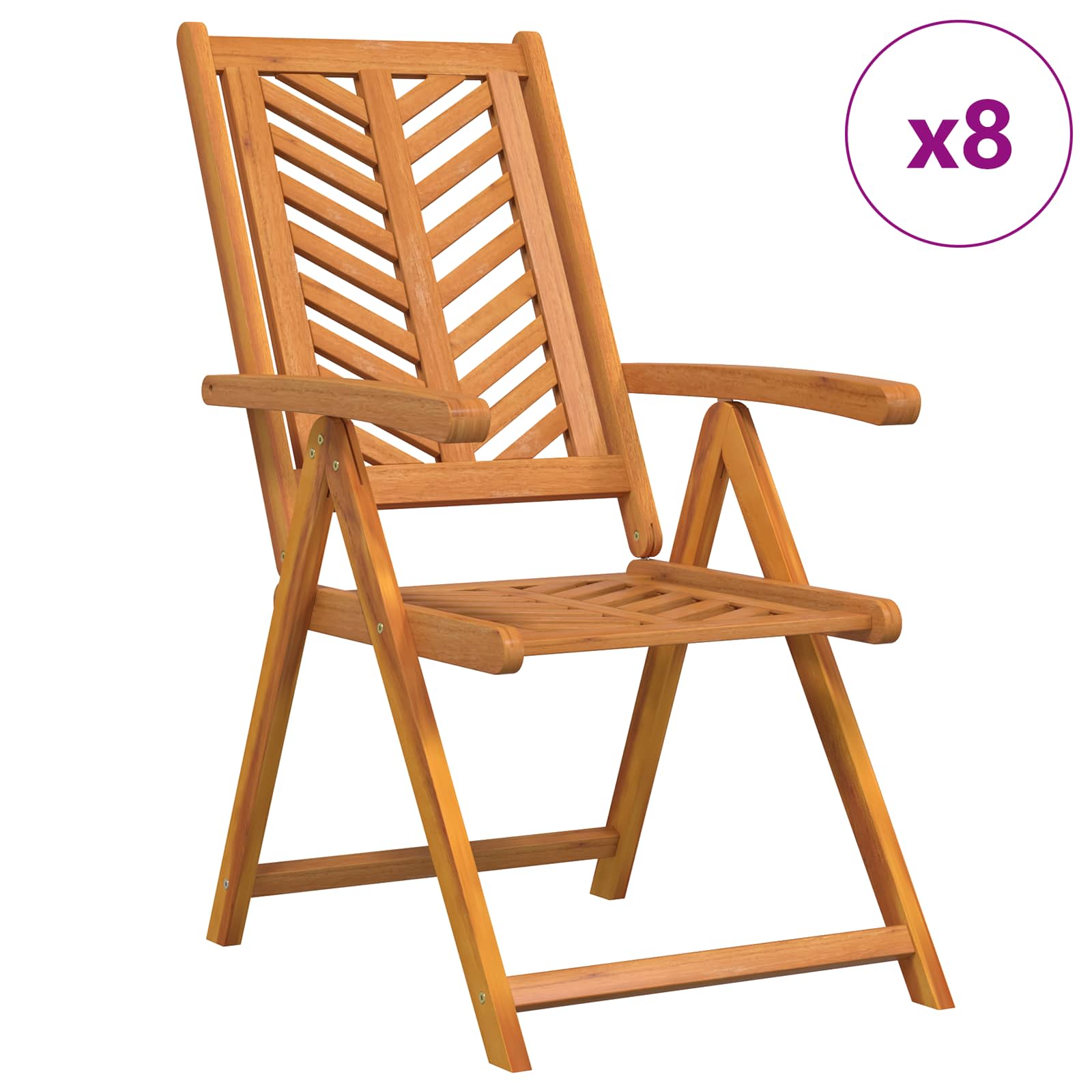 Vrtna stolica 8 pcs Smeđa 57 x 72 x 109 cm Čvrsto drvo akacije