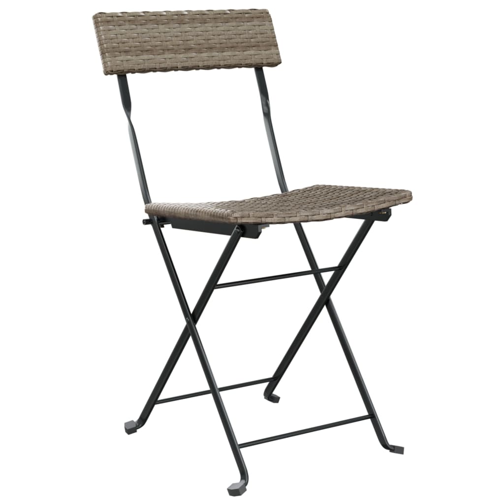3-dijelni sklopivi bistro set od poliratana sivi