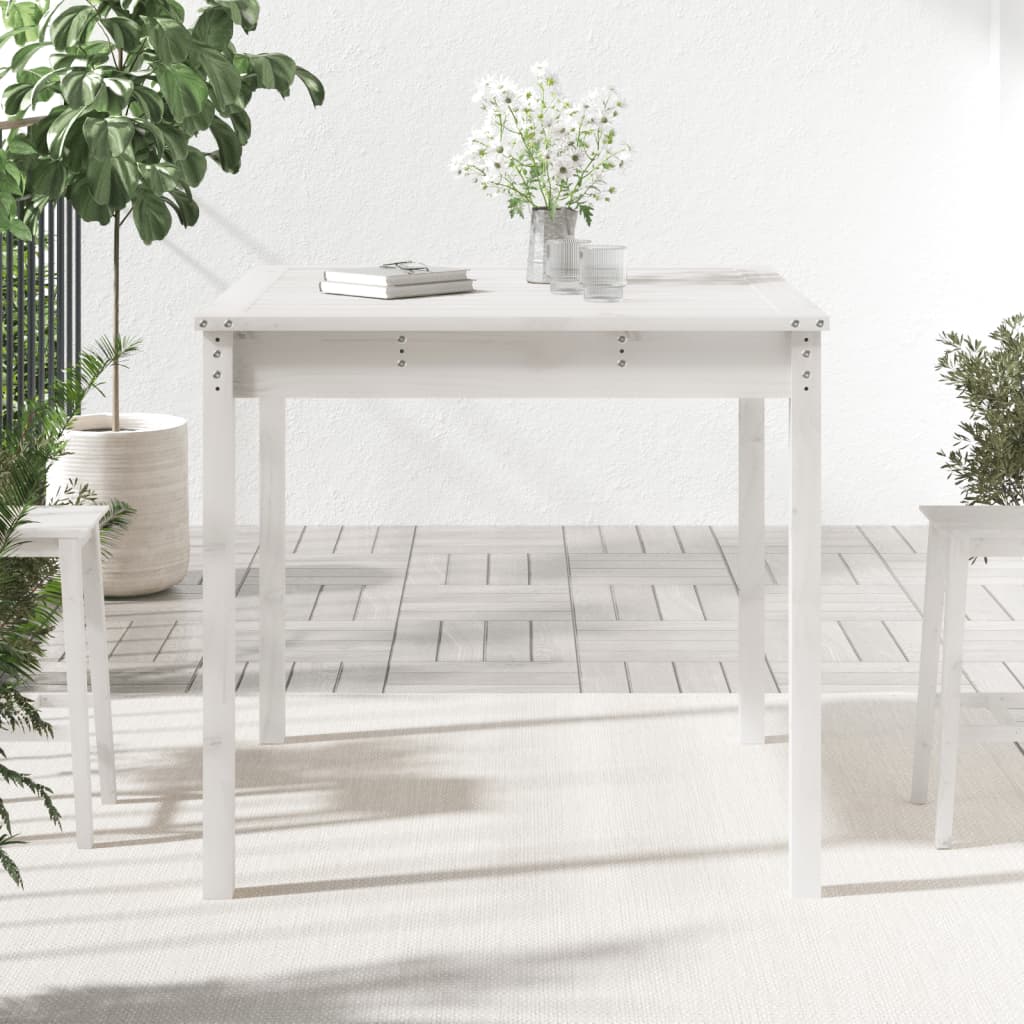 Vrtni stol bijeli 82,5 x 82,5 x 76 cm od masivne borovine