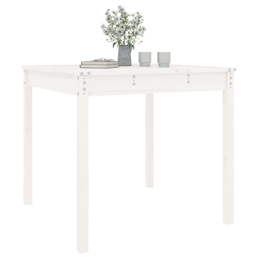 Vrtni stol bijeli 82,5 x 82,5 x 76 cm od masivne borovine