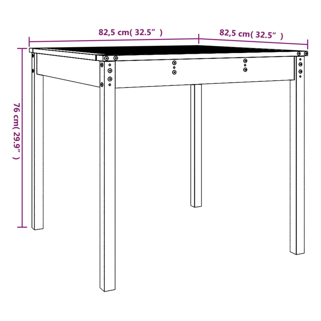 Vrtni stol bijeli 82,5 x 82,5 x 76 cm od masivne borovine