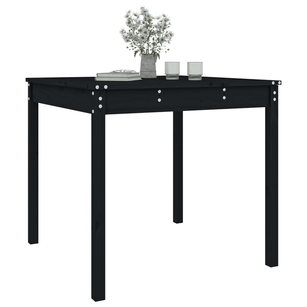 Vrtni stol crni 82,5 x 82,5 x 76 cm od masivne borovine