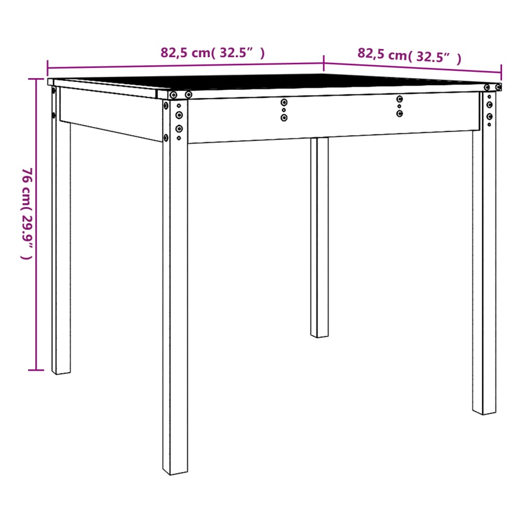 Vrtni stol crni 82,5 x 82,5 x 76 cm od masivne borovine
