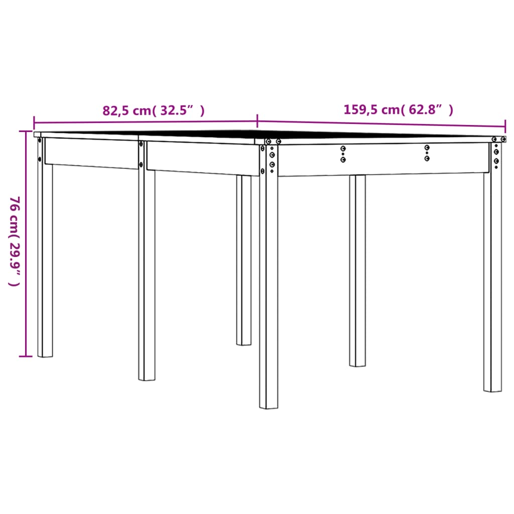 Vrtni stol 159,5 x 82,5 x 76 cm od masivne borovine