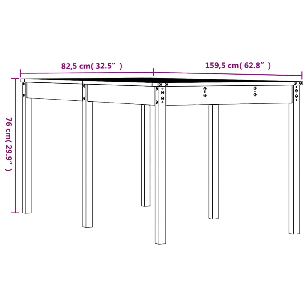 Vrtni stol bijeli 159,5 x 82,5 x 76 cm od masivne borovine