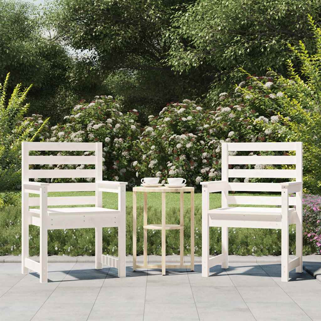Vrtne stolice 2 kom bijele 60x48x91 cm masivna borovina