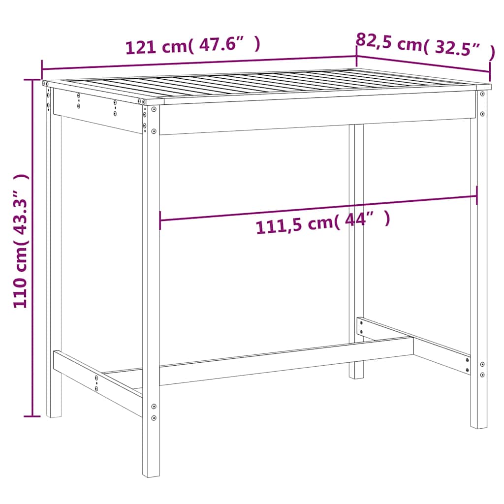 Vrtni stol bijeli 121x82,5x110 cm od masivne borovine