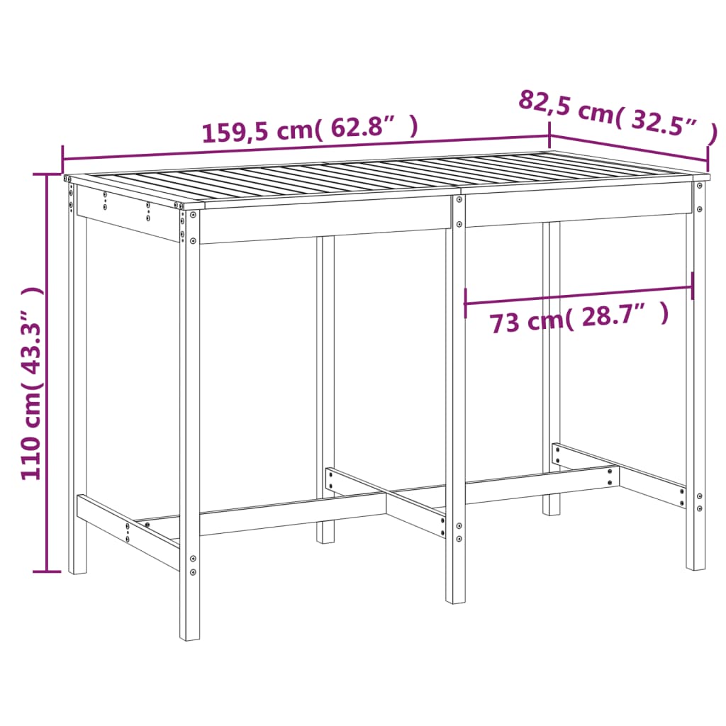 Vrtni stol 159,5 x 82,5 x 110 cm od masivne borovine