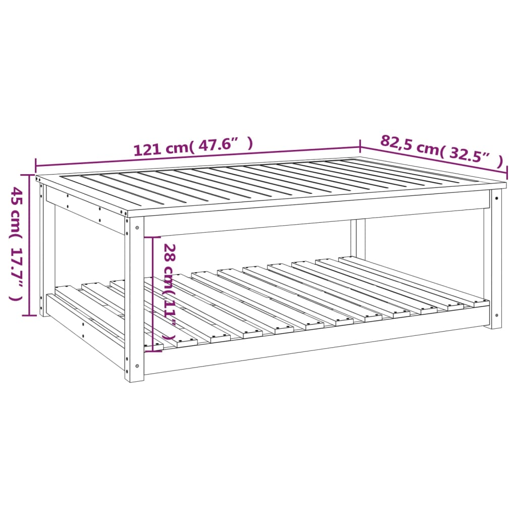 Vrtni stol bijeli 121x82,5x45 cm od masivne borovine