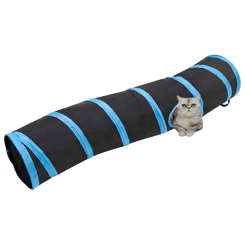 Tunel za mačke S-oblika crno-plavi 122 cm poliesterski