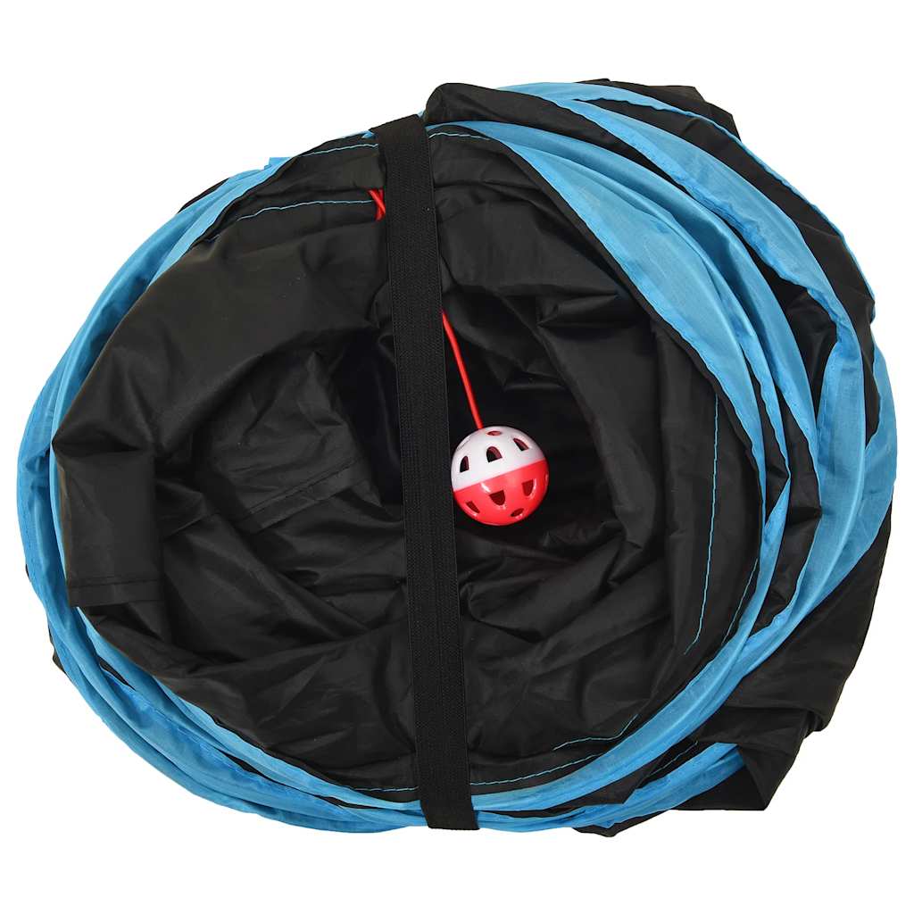 Tunel za mačke S-oblika crno-plavi 122 cm poliesterski