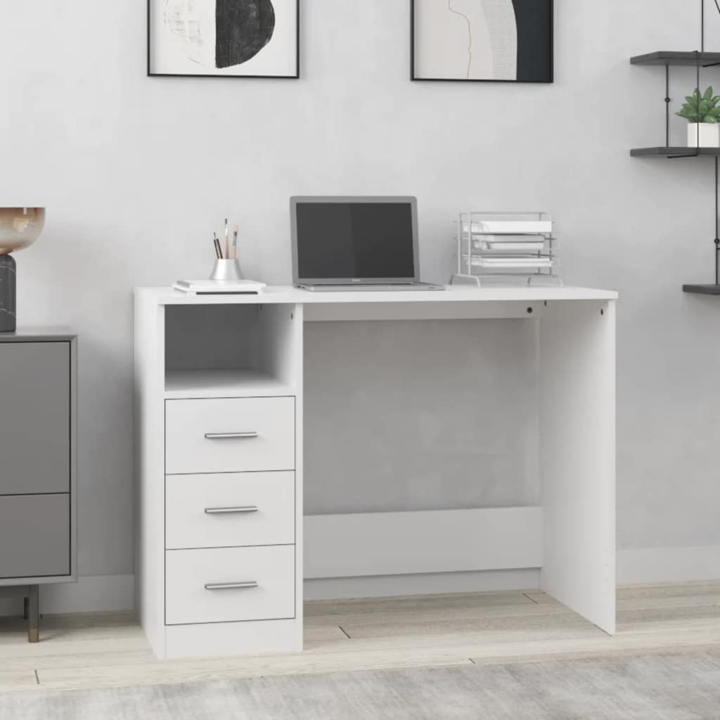 Radni stol s ladicama bijeli 102 x 50 x 76 cm konstruirano drvo