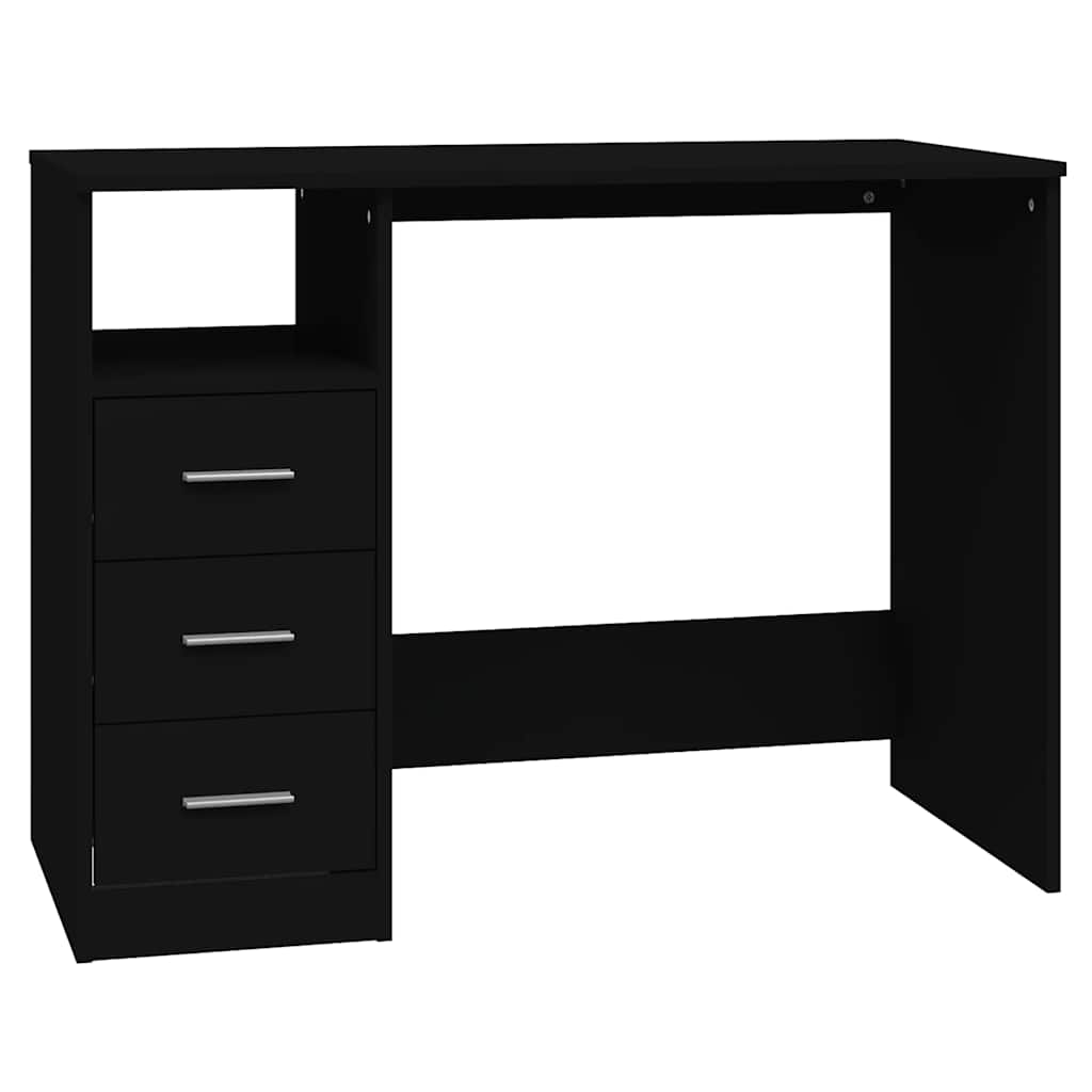 Radni stol s ladicama crni 102 x 50 x 76 cm konstruirano drvo