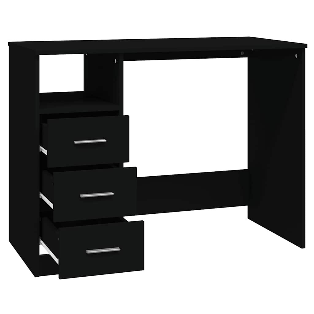 Radni stol s ladicama crni 102 x 50 x 76 cm konstruirano drvo