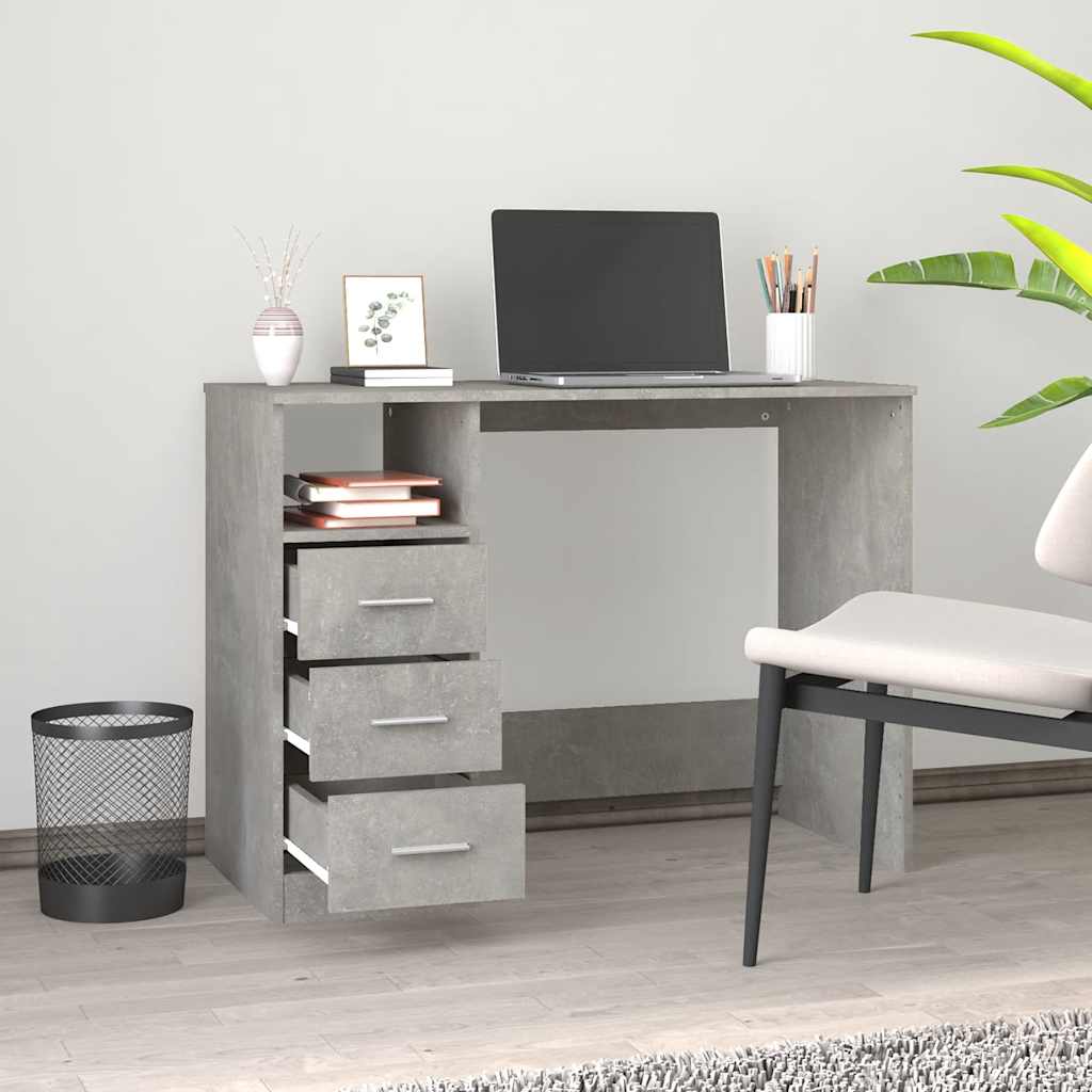 Radni stol siva boja betona 102x50x76 cm konstruirano drvo