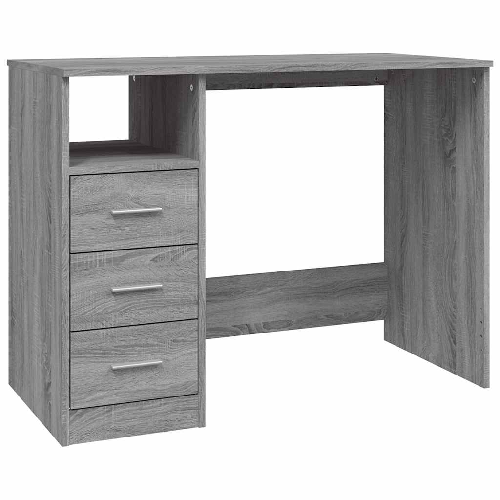 Radni stol s ladicama siva boja hrasta 102 x 50 x 76 cm drveni