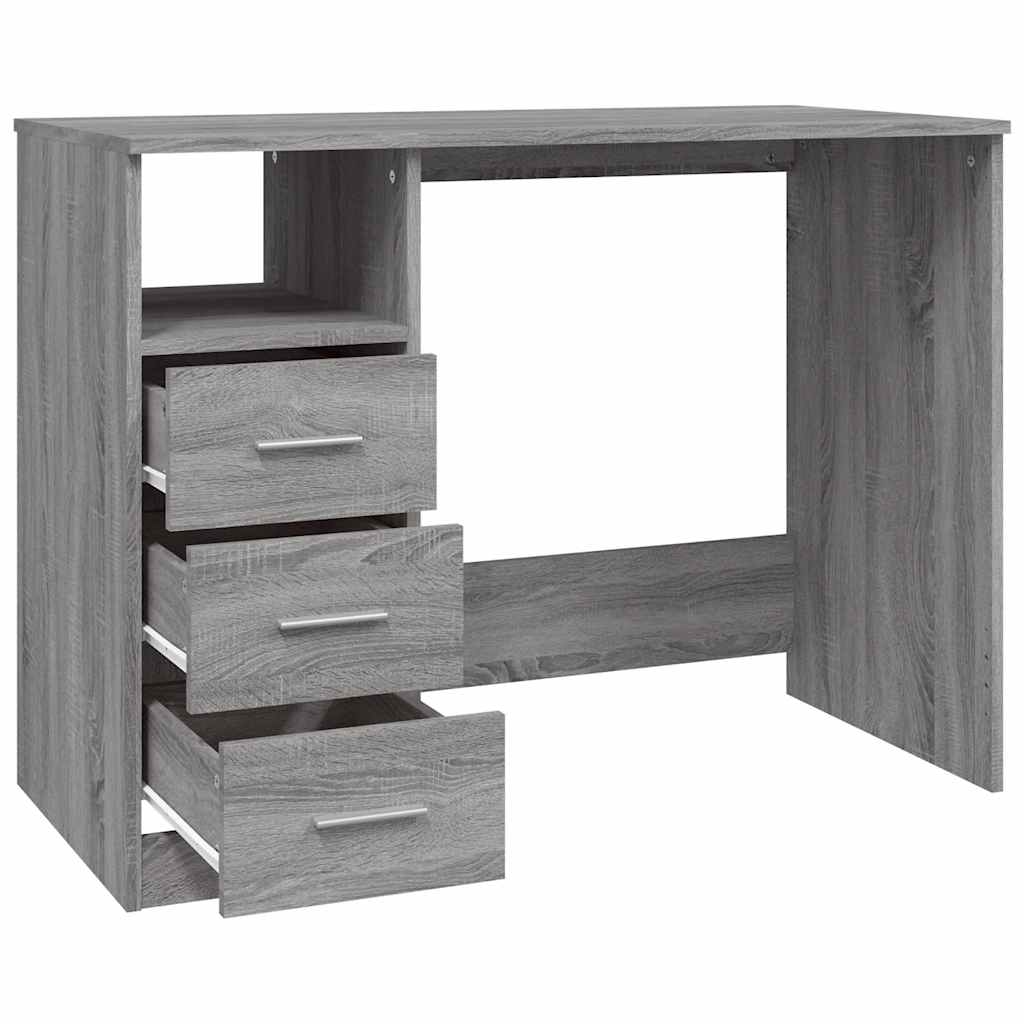 Radni stol s ladicama siva boja hrasta 102 x 50 x 76 cm drveni