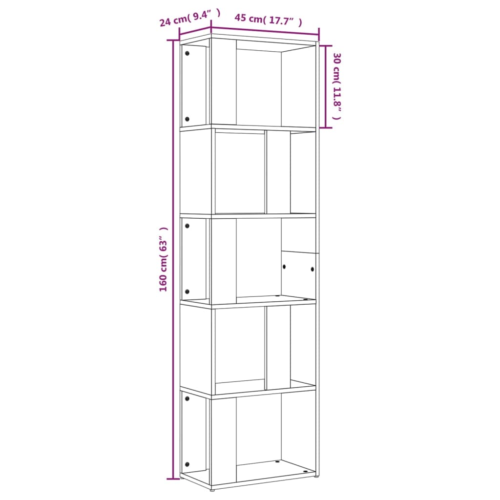 Ormarić za knjige boja hrasta 45x24x160 cm konstruirano drvo