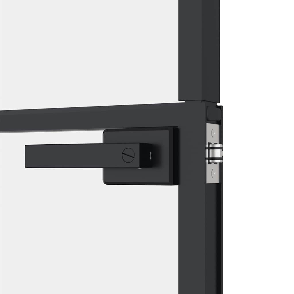 Sobna vrata crna 93 x 201,5 cm kaljeno staklo i aluminij tanka