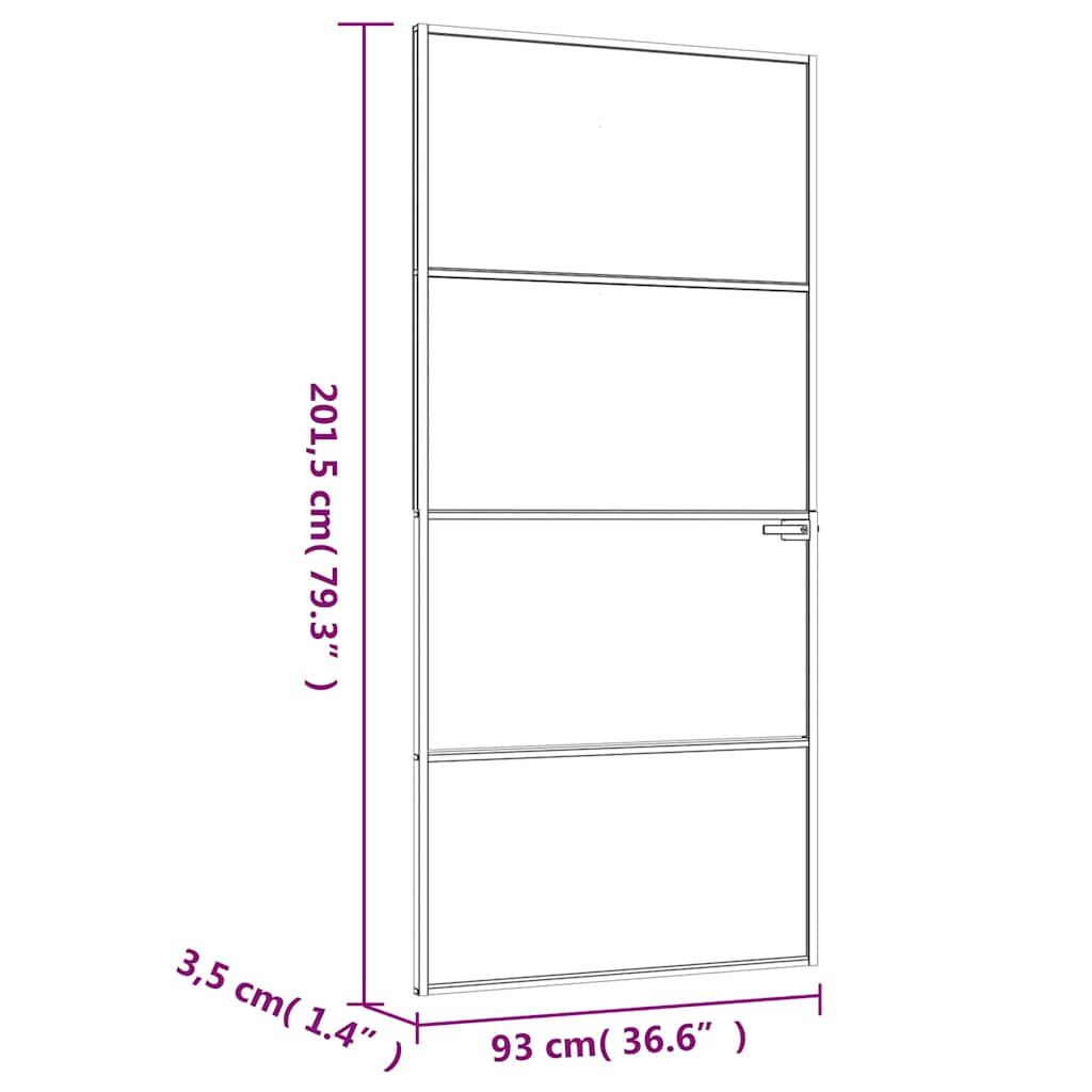 Sobna vrata crna 93 x 201,5 cm kaljeno staklo i aluminij tanka