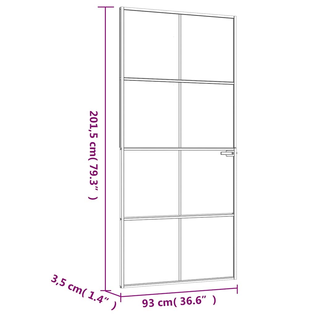 Sobna vrata crna 93 x 201,5 cm kaljeno staklo i aluminij tanka
