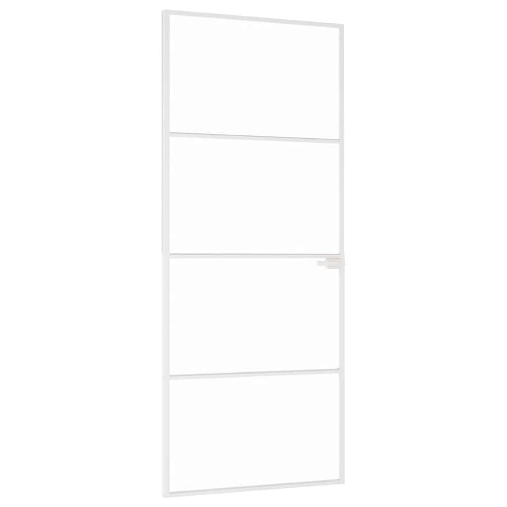 Sobna vrata bijela 83x201,5 cm kaljeno staklo i aluminij tanka