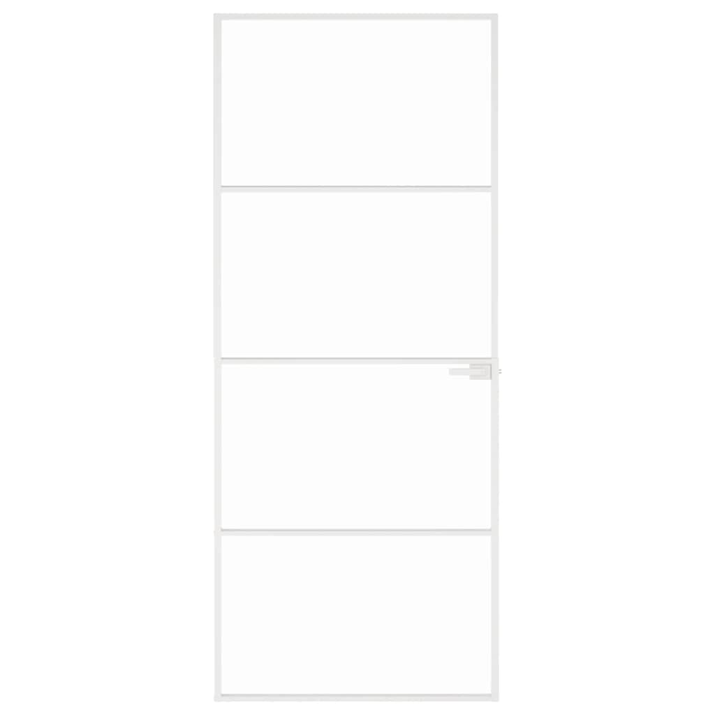 Sobna vrata bijela 83x201,5 cm kaljeno staklo i aluminij tanka