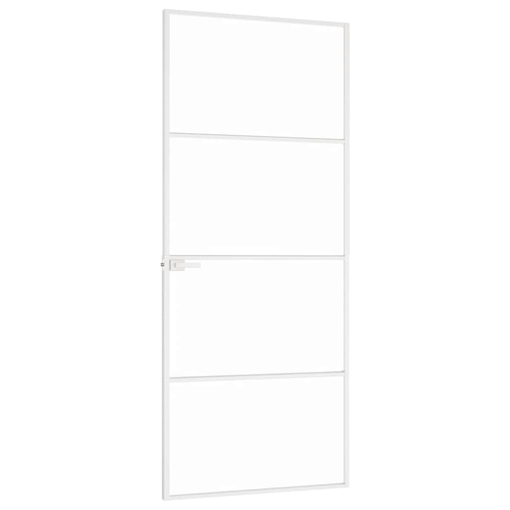 Sobna vrata bijela 83x201,5 cm kaljeno staklo i aluminij tanka